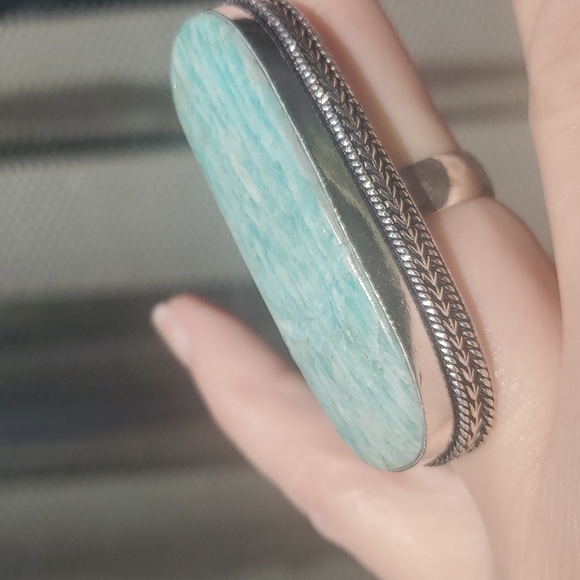 New Oversized Amazonite 925 Silver Statement Ring. - Picture 12 of 14